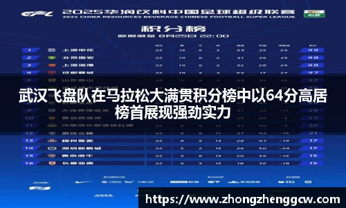 武汉飞盘队在马拉松大满贯积分榜中以64分高居榜首展现强劲实力